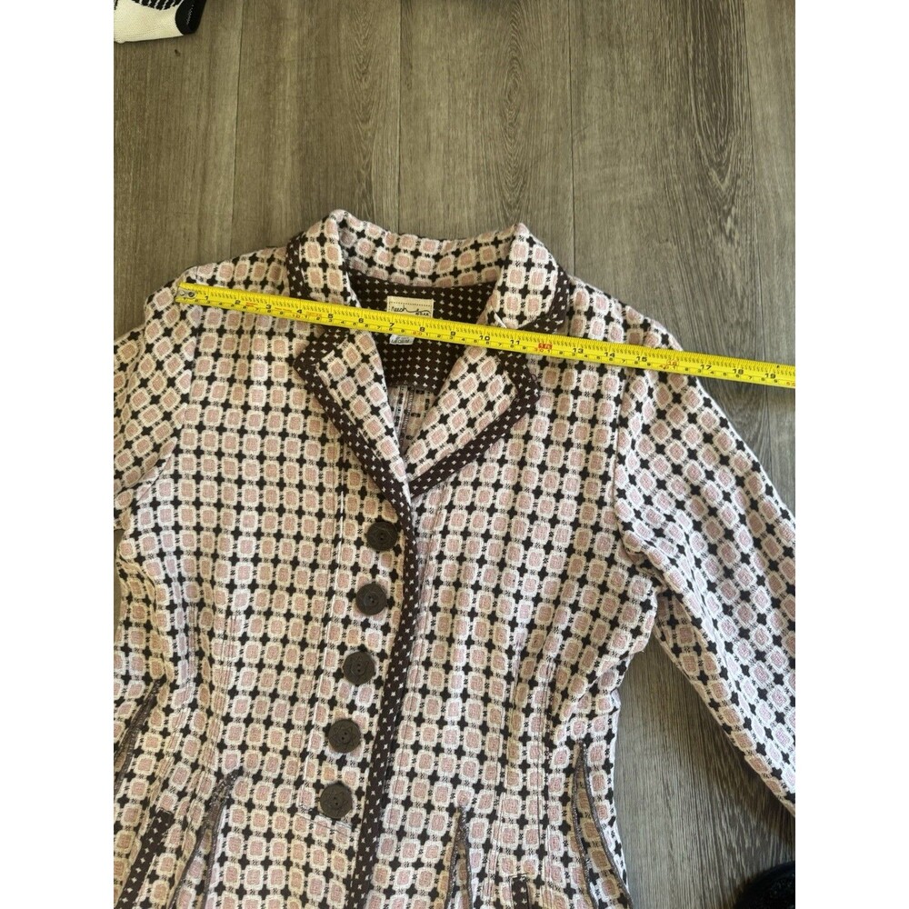 Neesh By D.A.R. Whimsical Coquette Blazer Rose Brown Parisian Chic Preppy Sz M - Picture 12 of 16